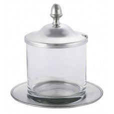 Acorn Finial Pewter Jam Jar and Spoon Set