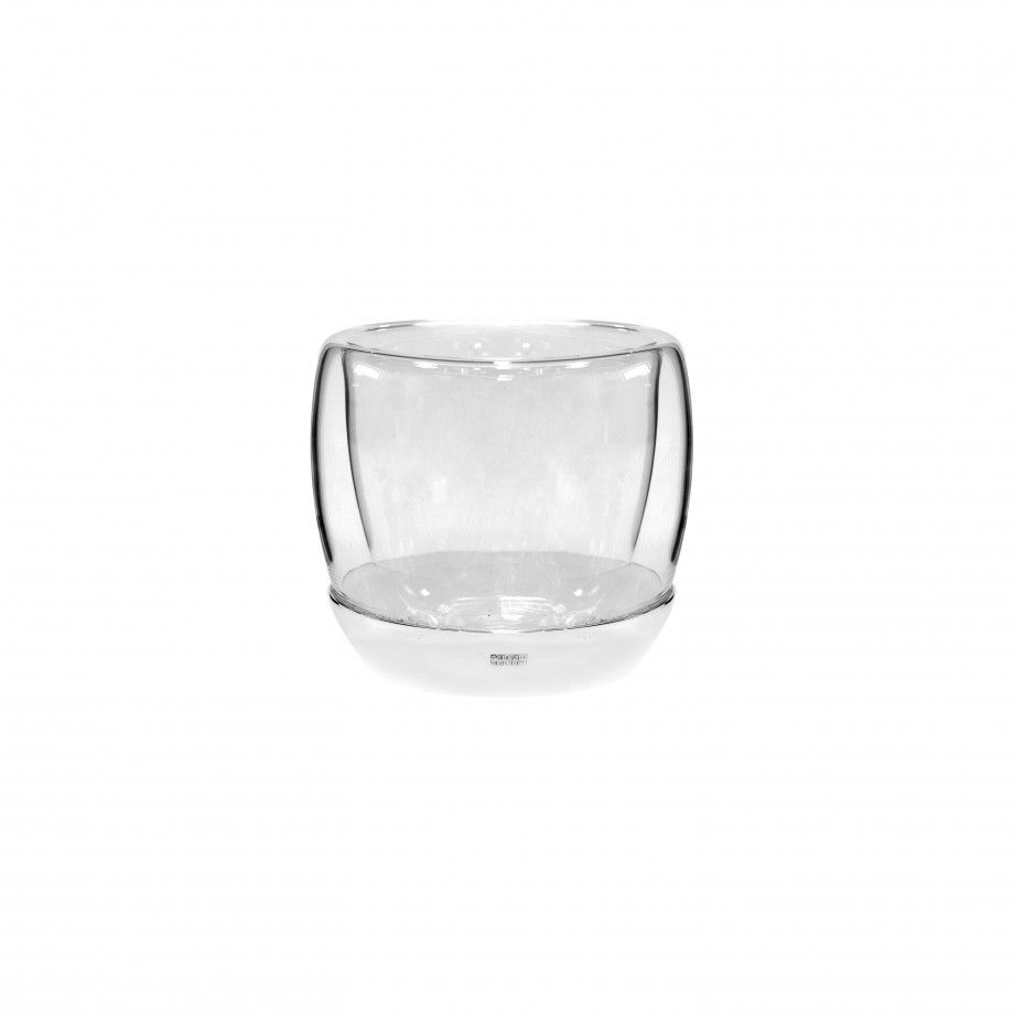 Double Wall Hot Beverage Tumbler with Silverplate Detail