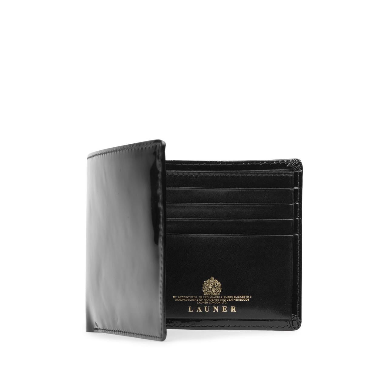 Launer London Eight Credit Card Wallet in Black Patent with Black Interior The Lanam Shop