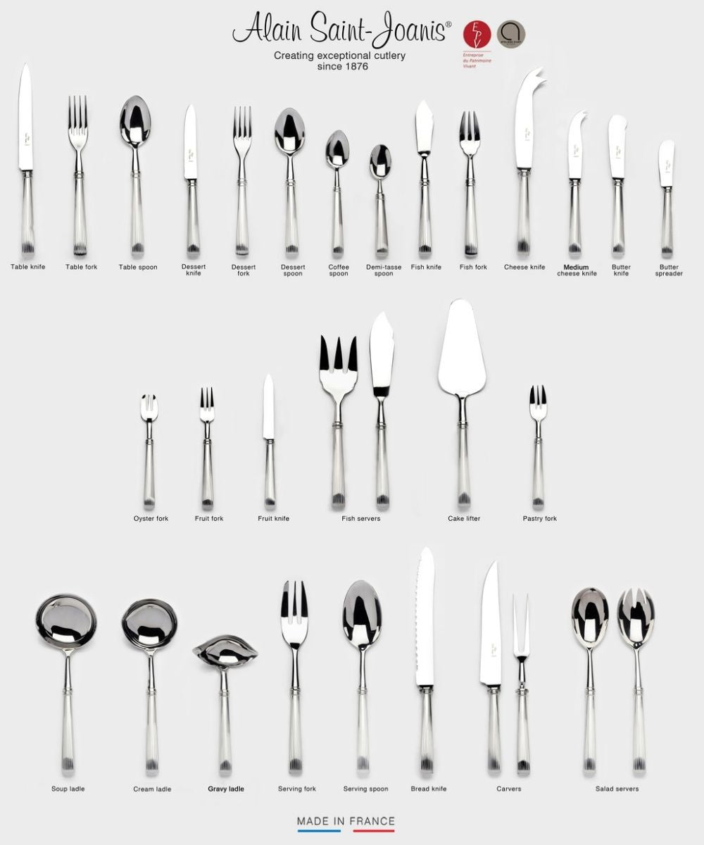 Alain Saint-Joanis Marbella Stainless Steel Flatware Collection with Dark Horn Handles