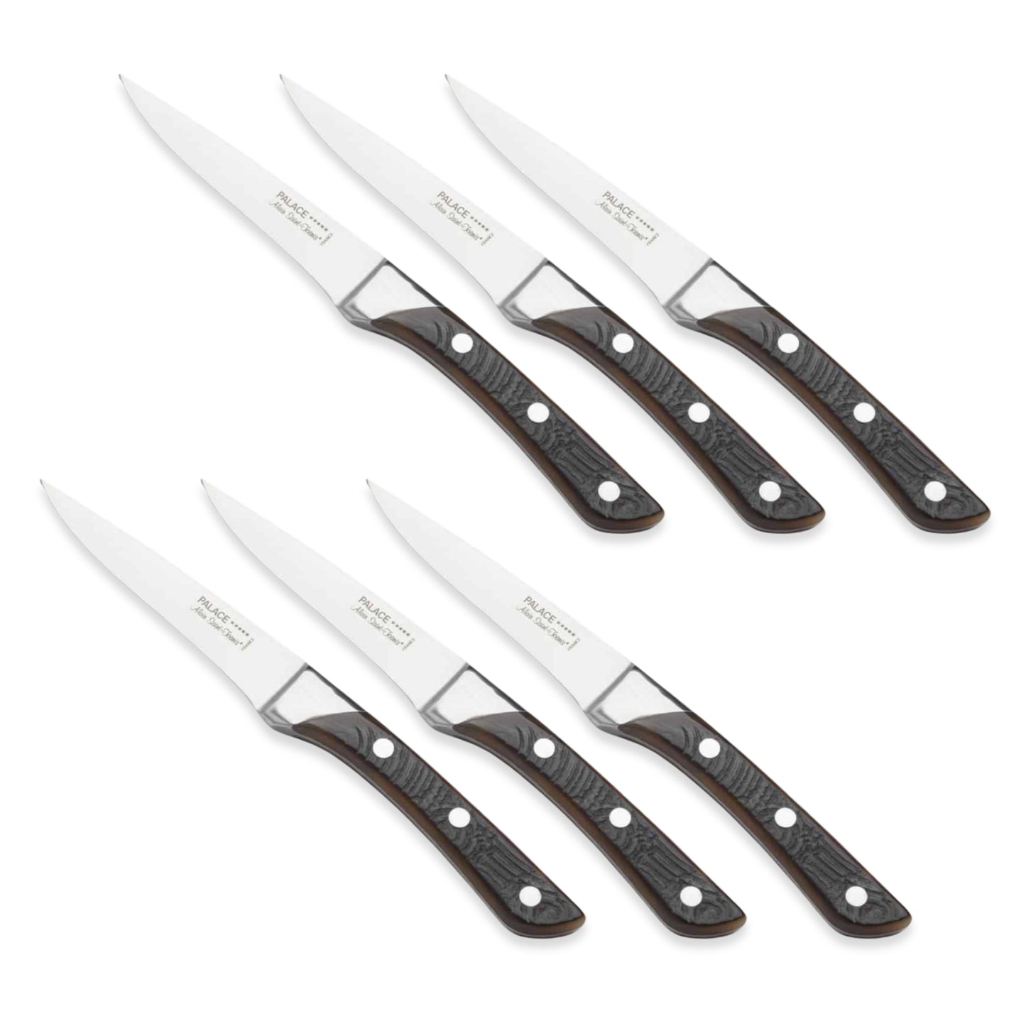 Alain Saint-Joanis Palace Five Star Steak Knives with Brown Bark Handles (Set of Six)