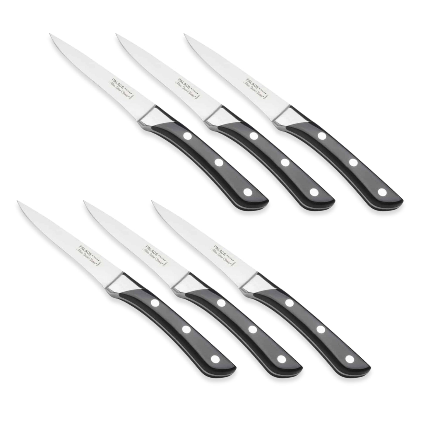 Alain Saint-Joanis Palace Five Star Steak Knives with Black Handles (Set of Six)