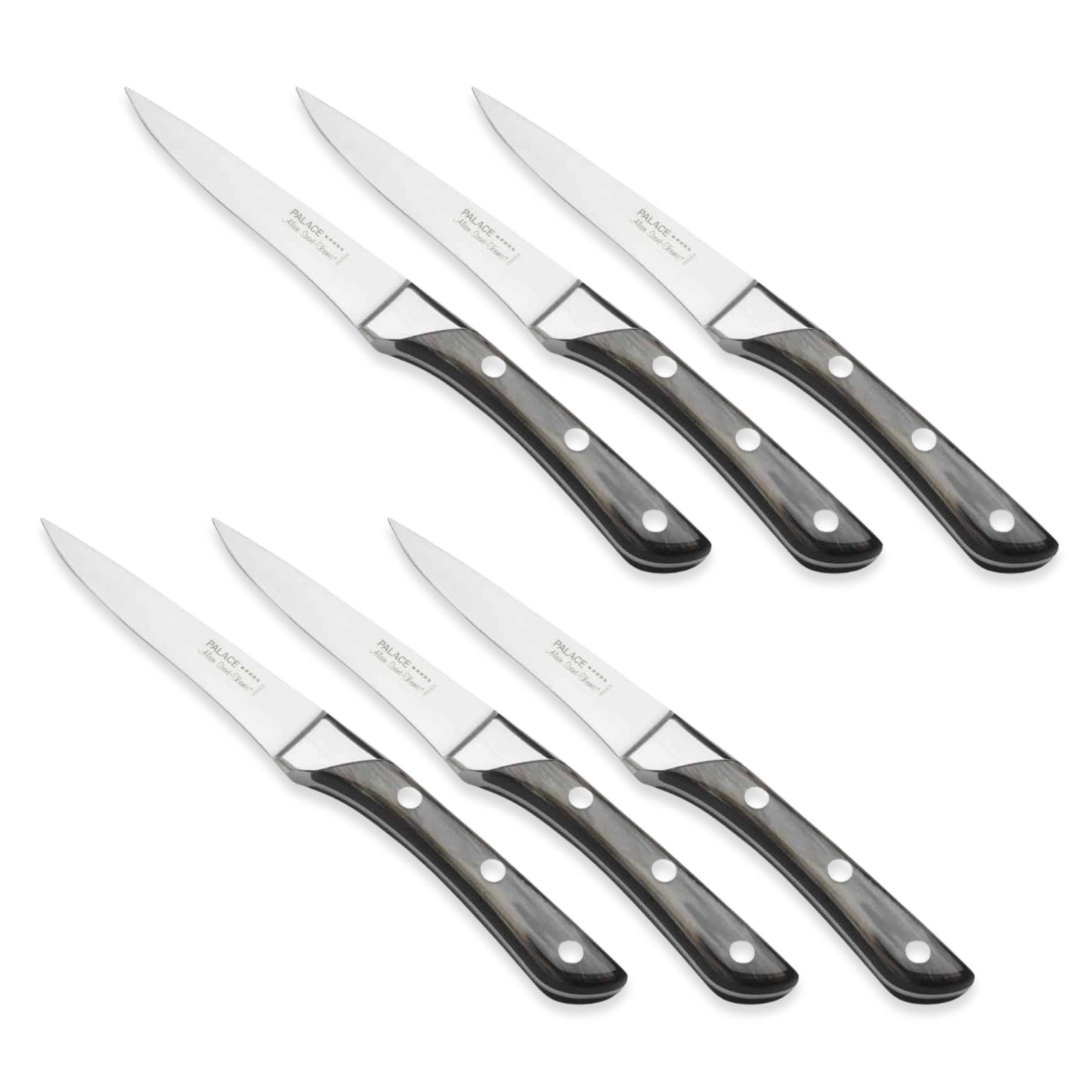 Alain Saint-Joanis Palace Five Star Steak Knives with Grey Horn Handles (Set of Six)