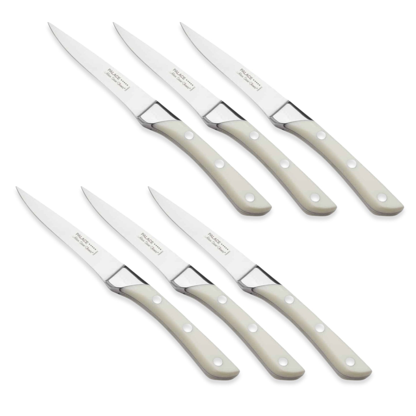 Alain Saint-Joanis Palace Five Star Steak Knives with Mother of Pearl Handles (Set of Six)