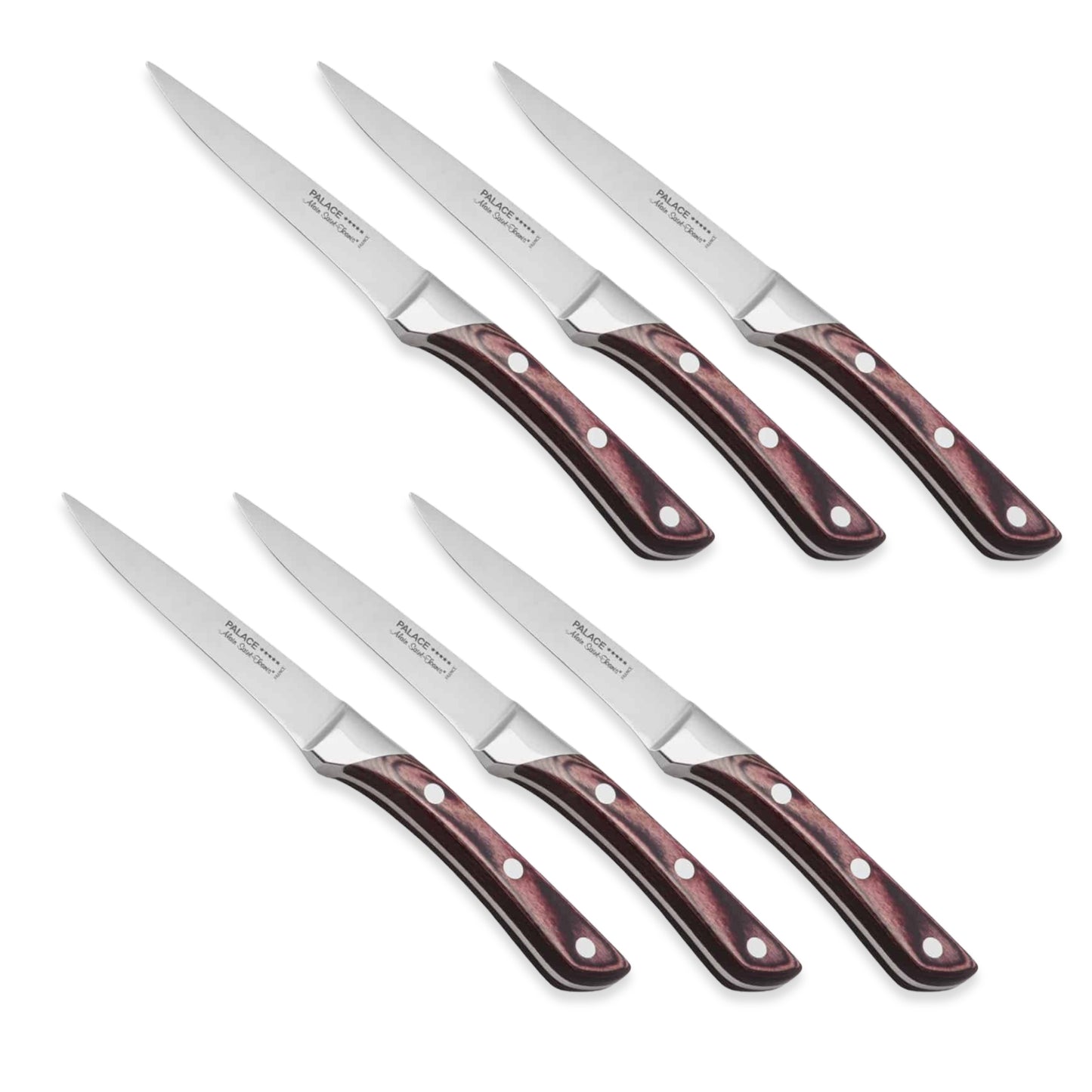 Alain Saint-Joanis Palace Five Star Steak Knives with Wood Rio Handles (Set of Six)