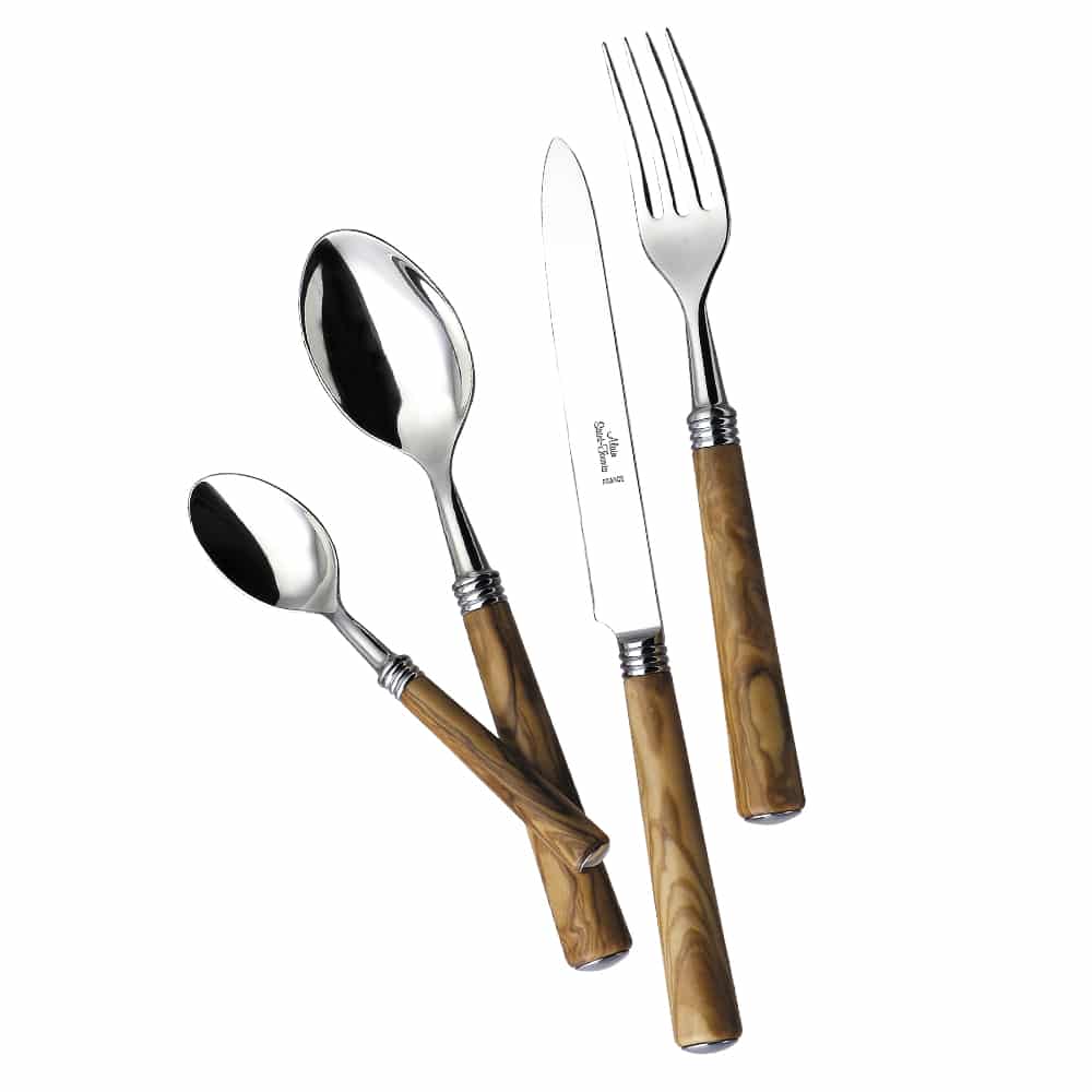 Alain Saint-Jonais Capri Stainless Steel Flatware Collection with Olivewood Handles