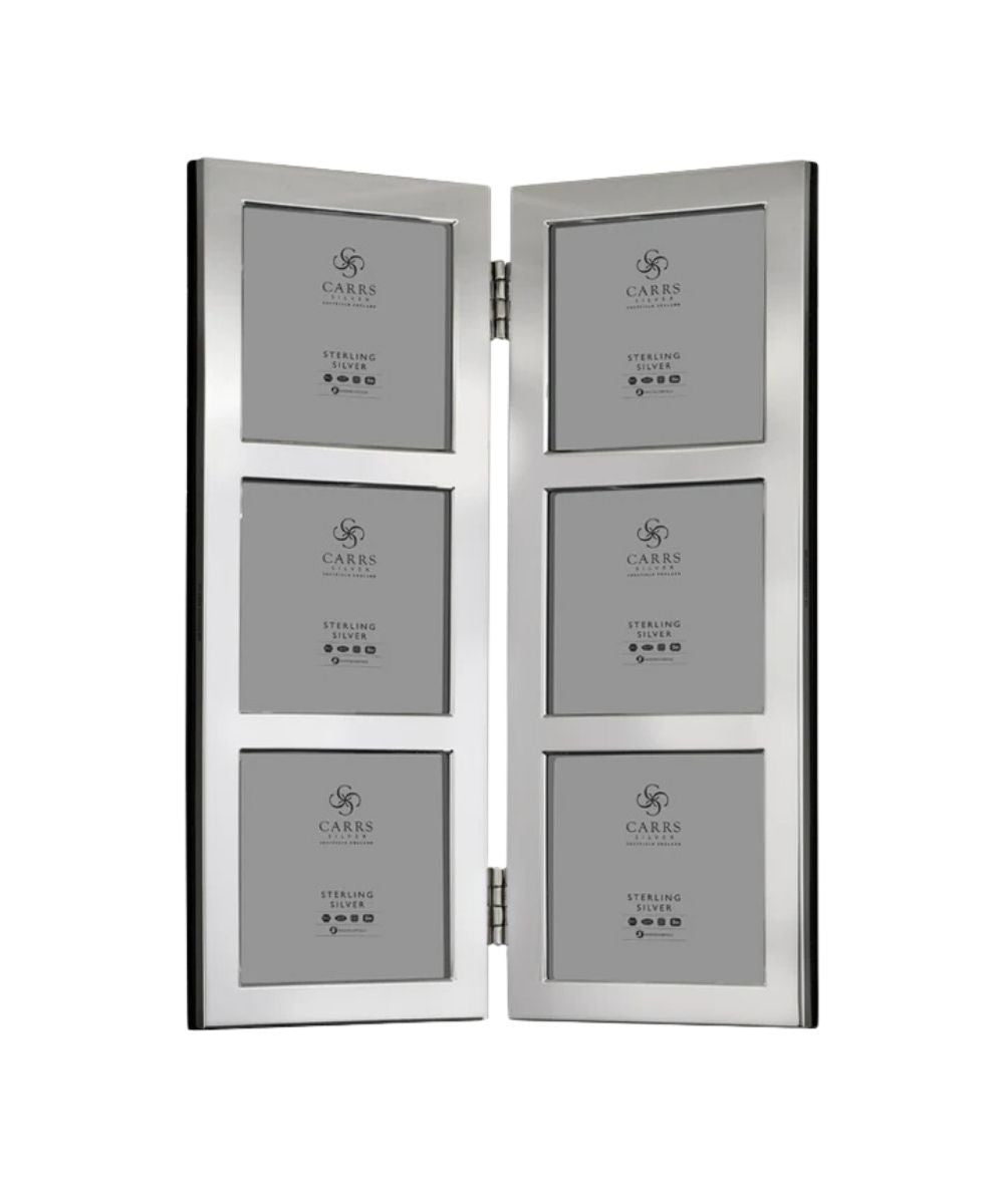 Carrs Silver Modern Flat Triple Vertical Hinged Sterling Silver Frame