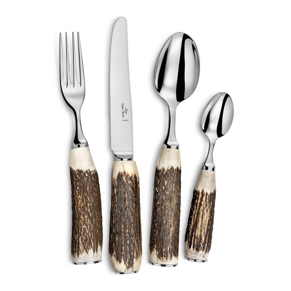 Alain Saint-Joanis Cerf Stainless Steel Flatware Collection with Deer Antler Handles