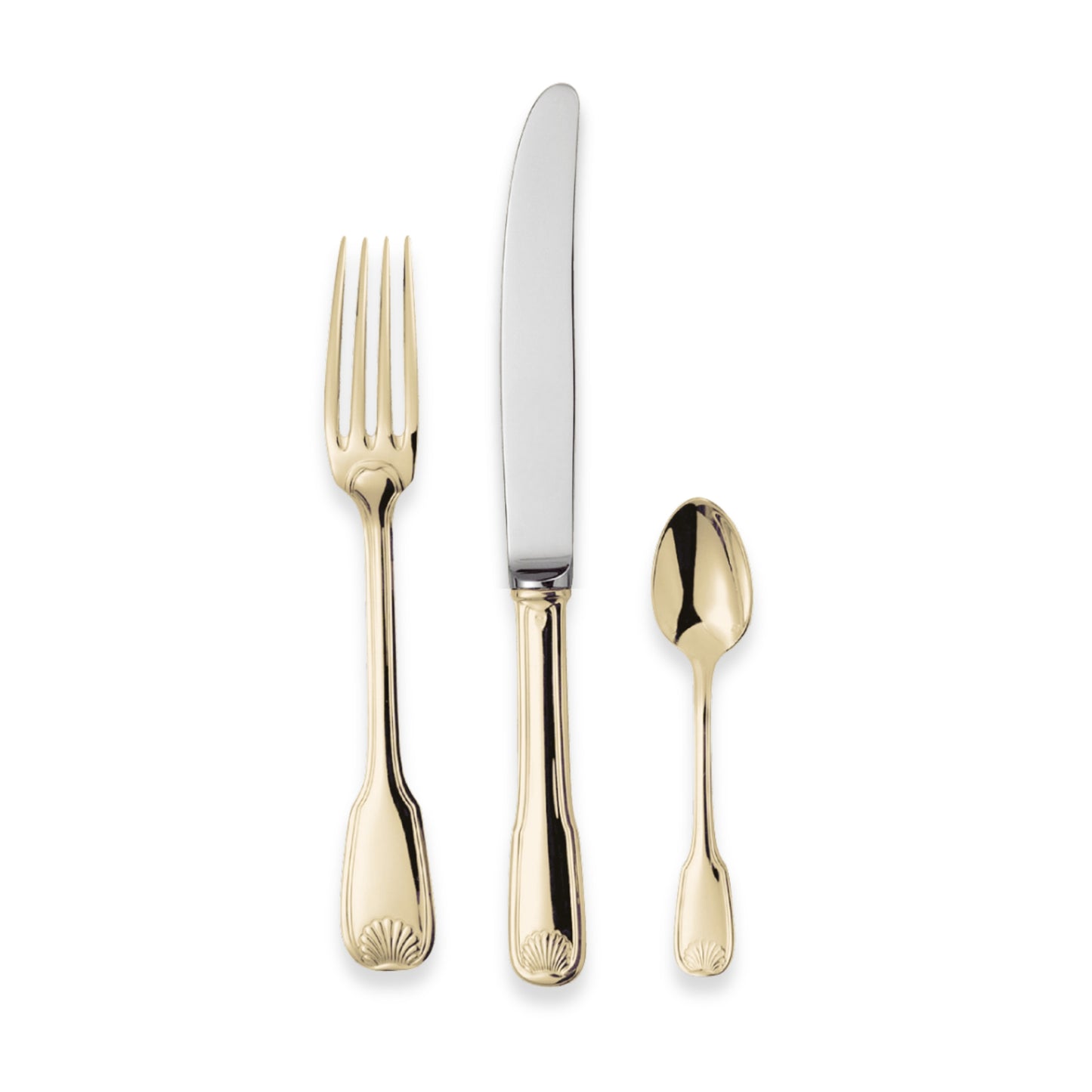 Chambly Louis XIV Coquille 81 Gold Plate Flatware Collection