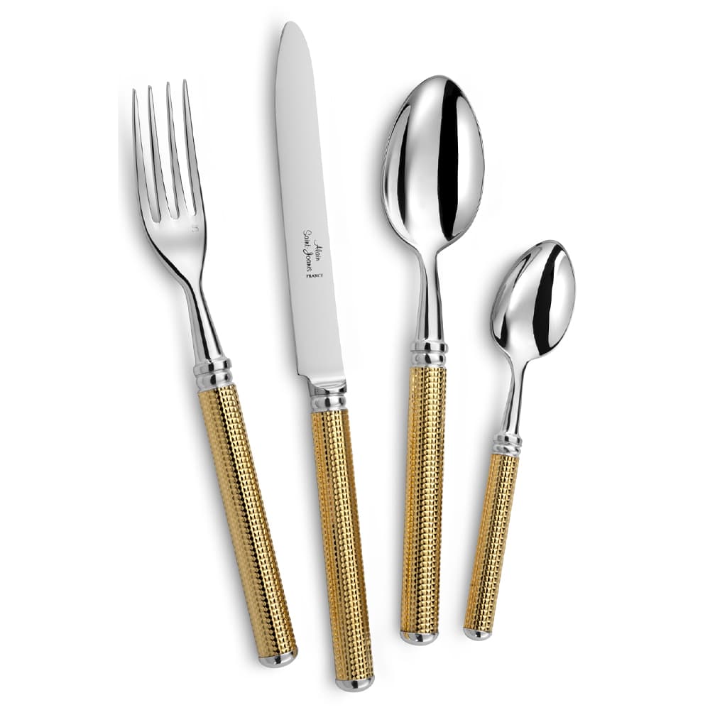 Alain Saint-Joanis Diamant Silverplate Flatware Collection with Gold Plate Handle