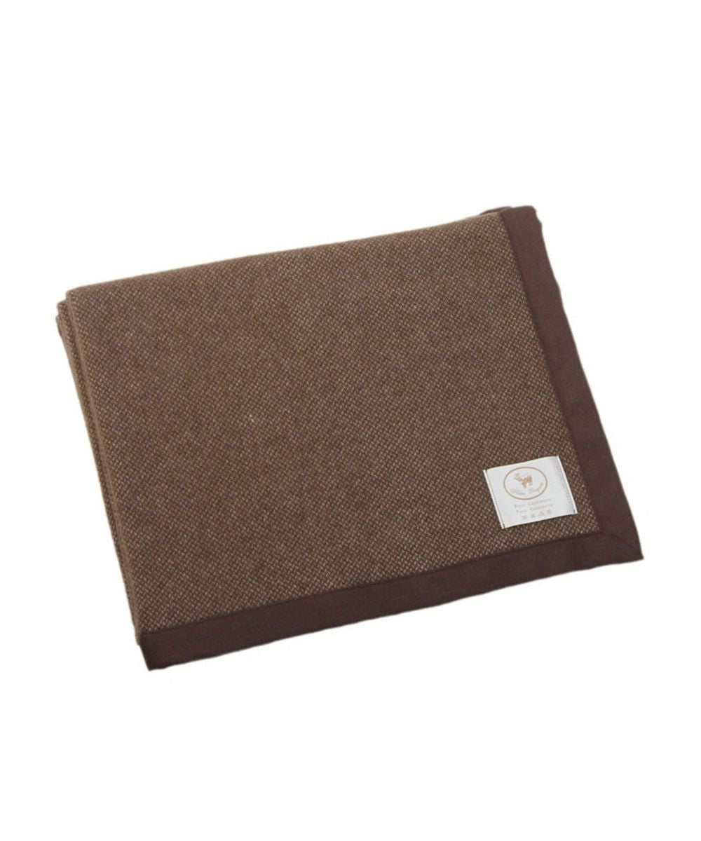 Fine Herringbone Cashmere Bed Blanket in Brown