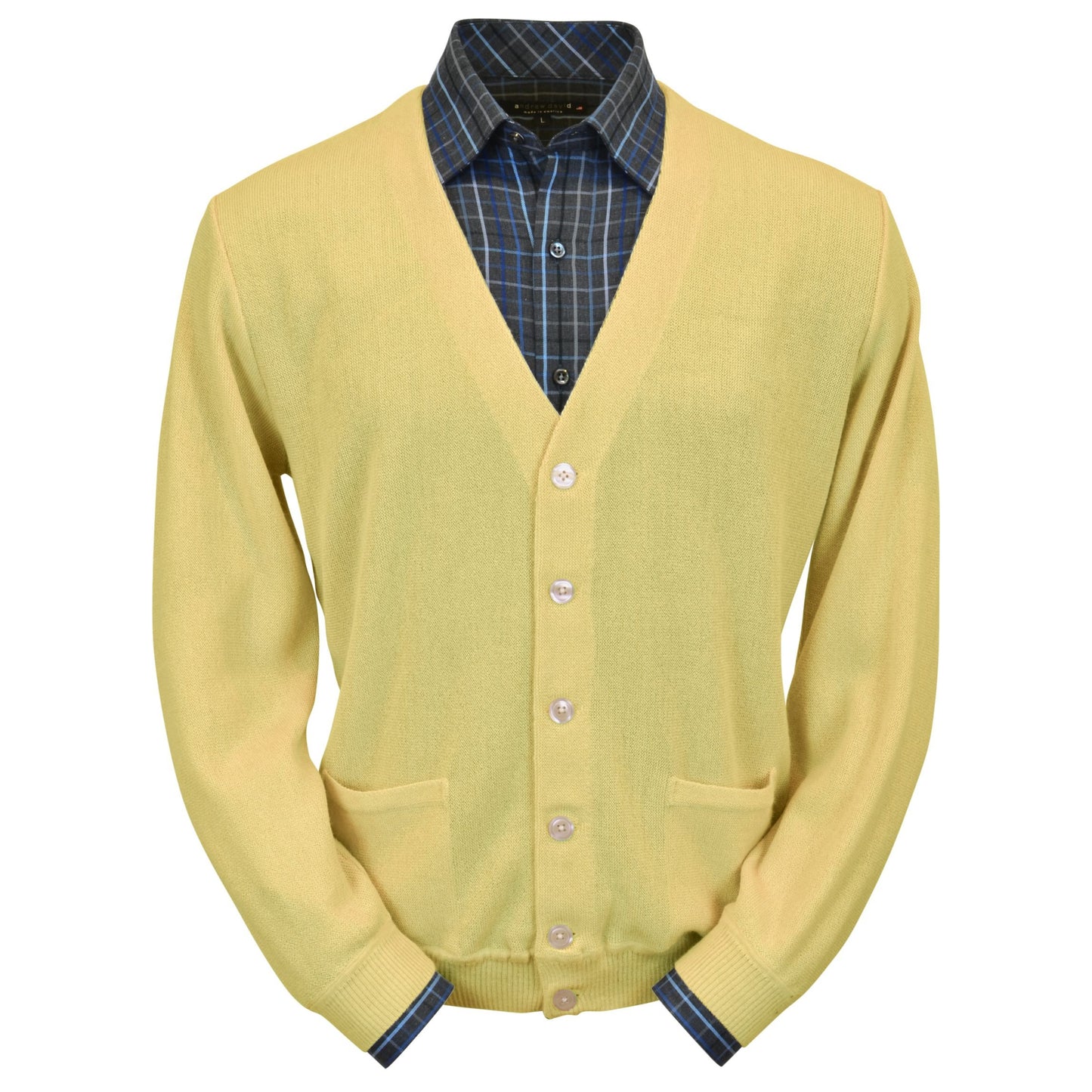 Men's Baby Alpaca & Merino Wool Cardigan in Yellow