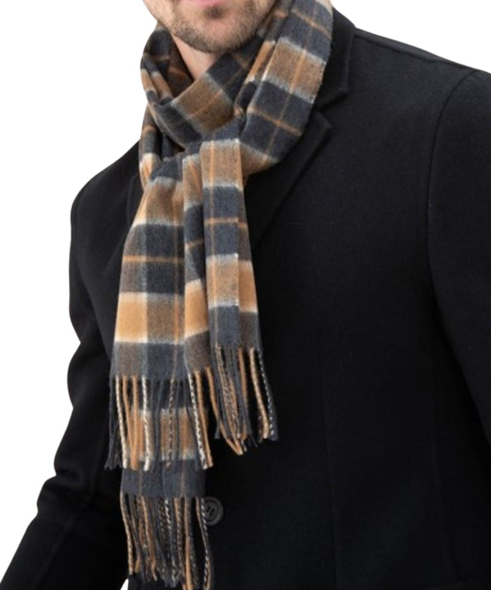 Johnstons of Elgin Cashmere and Vicuña Blend Windowpane Check Scarf