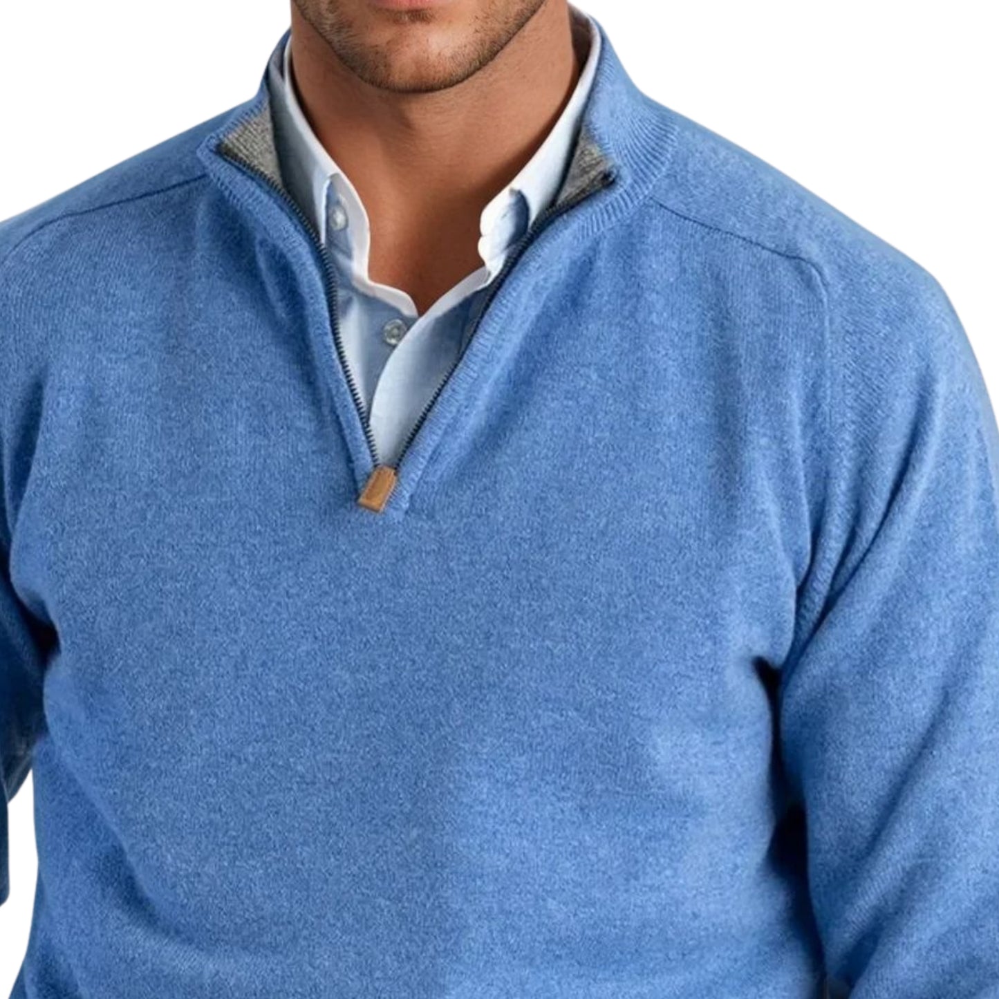 Men's Lambswool Quarter-Zip Sweater | Surf Blue