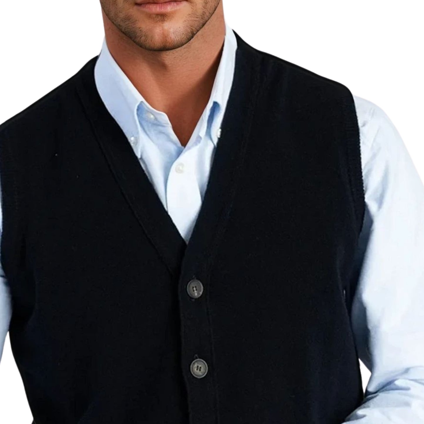 Men's Lambswool Waistcoat | Navy Blue