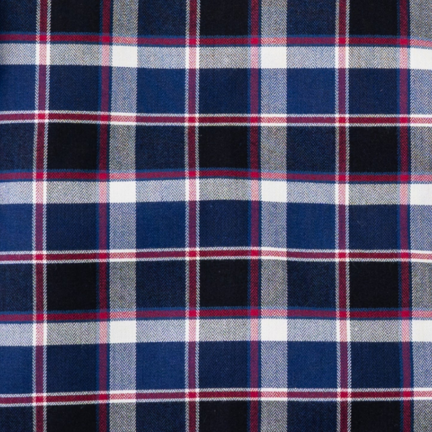 Men's Navy Blue with Red Windowpane Luxury Blend Viyella Shirt