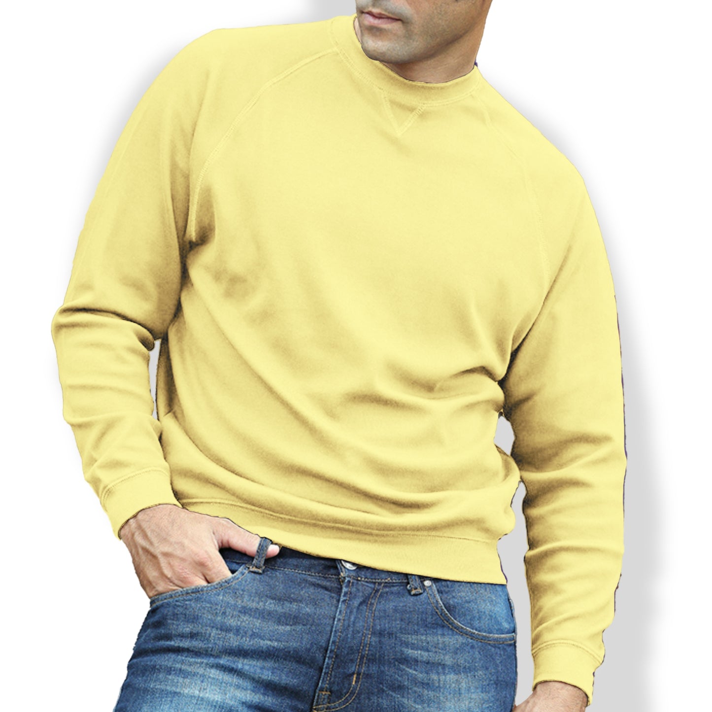 Men's Pima Cotton Crew Neck Sweatshirt | Yellow