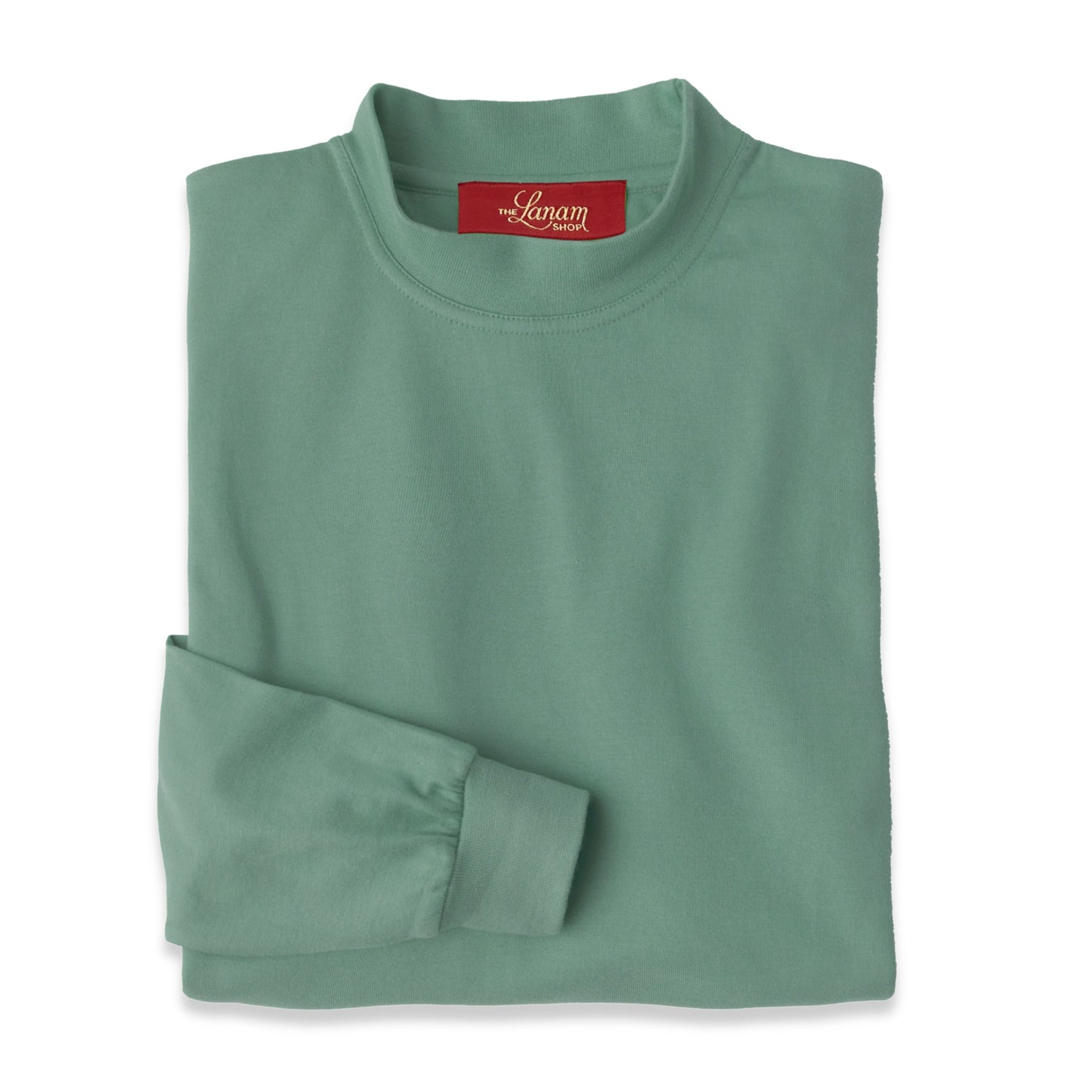 Men's Pima Cotton Long-Sleeve Mock Turtleneck Shirt | Soft Kelly Green