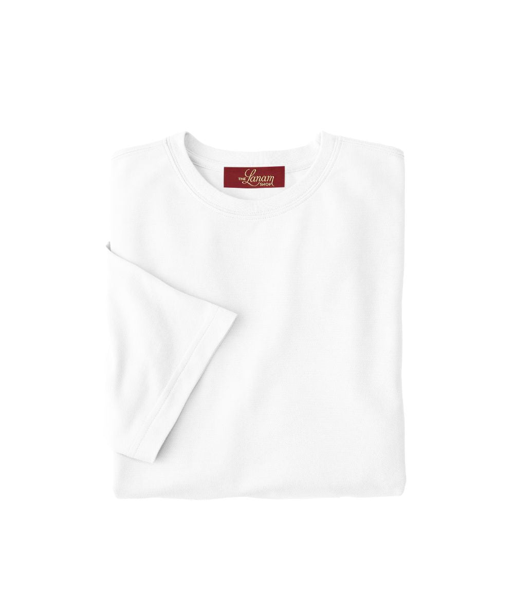Men's Pima Cotton Pique Crew Neck T-Shirt in White