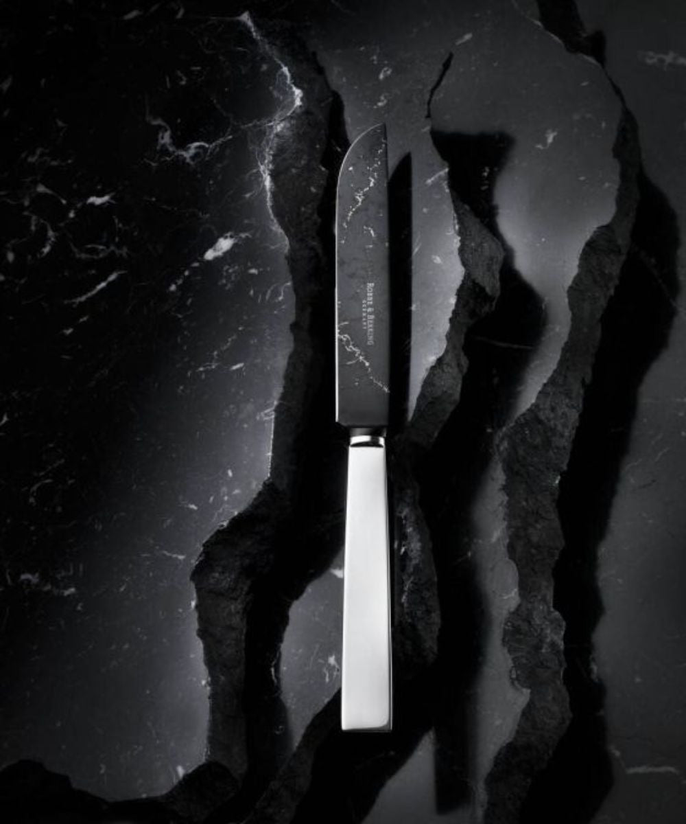 Robbe & Berking Riva THE BOX with Marble Knife Blades in Sterling Silver