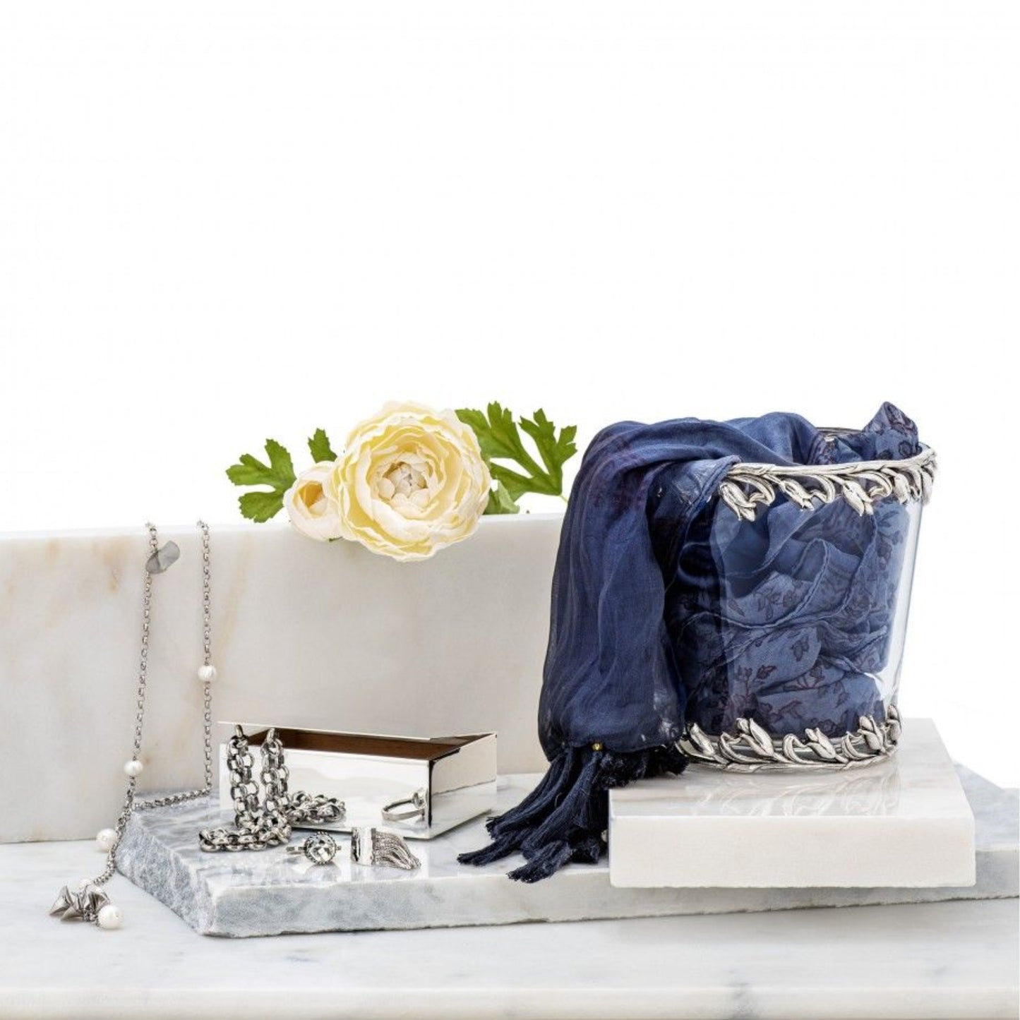 Topázio Rectangular Sterling Silver Box with Wood Interior