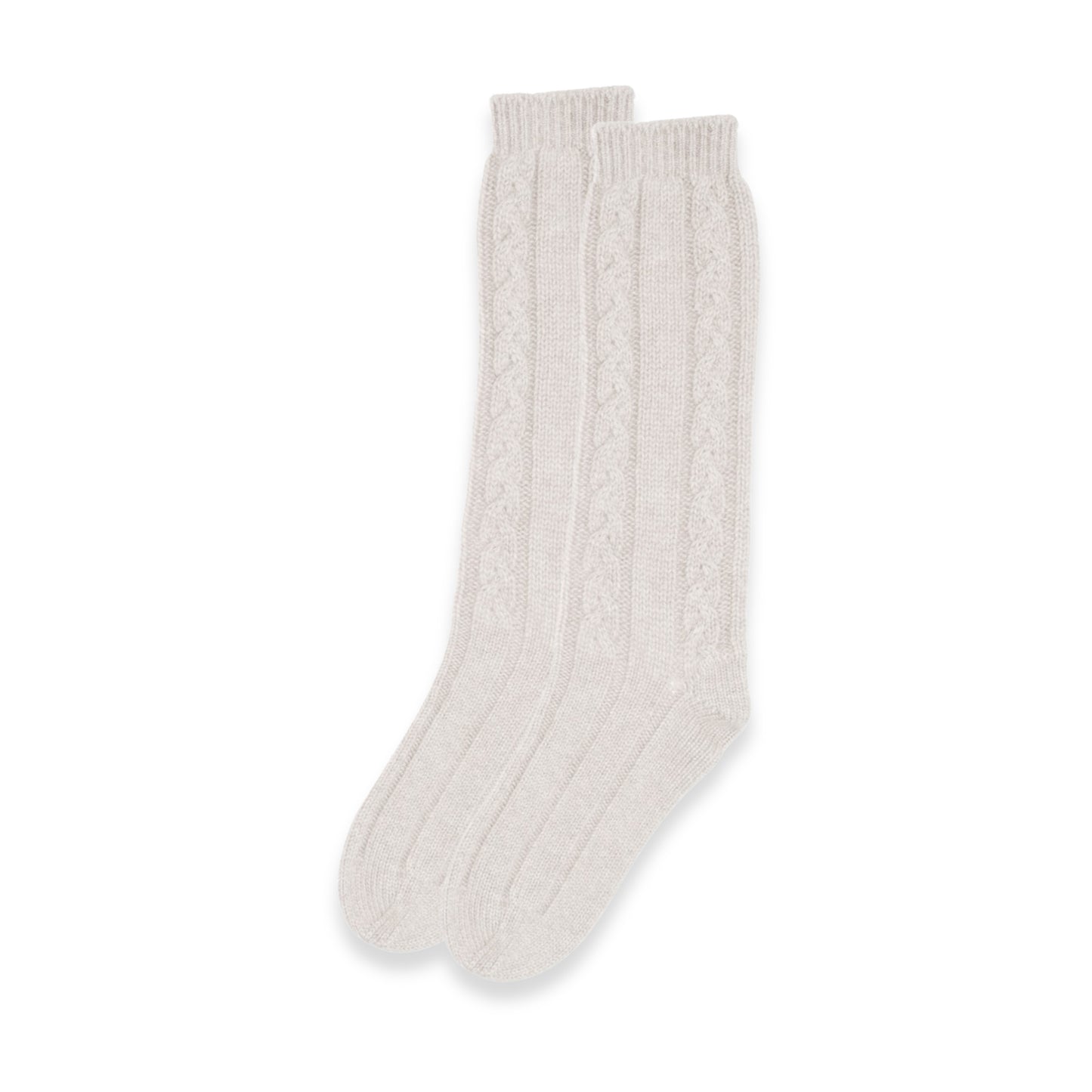 Women's Cashmere Cable Knit Socks in White Undyed