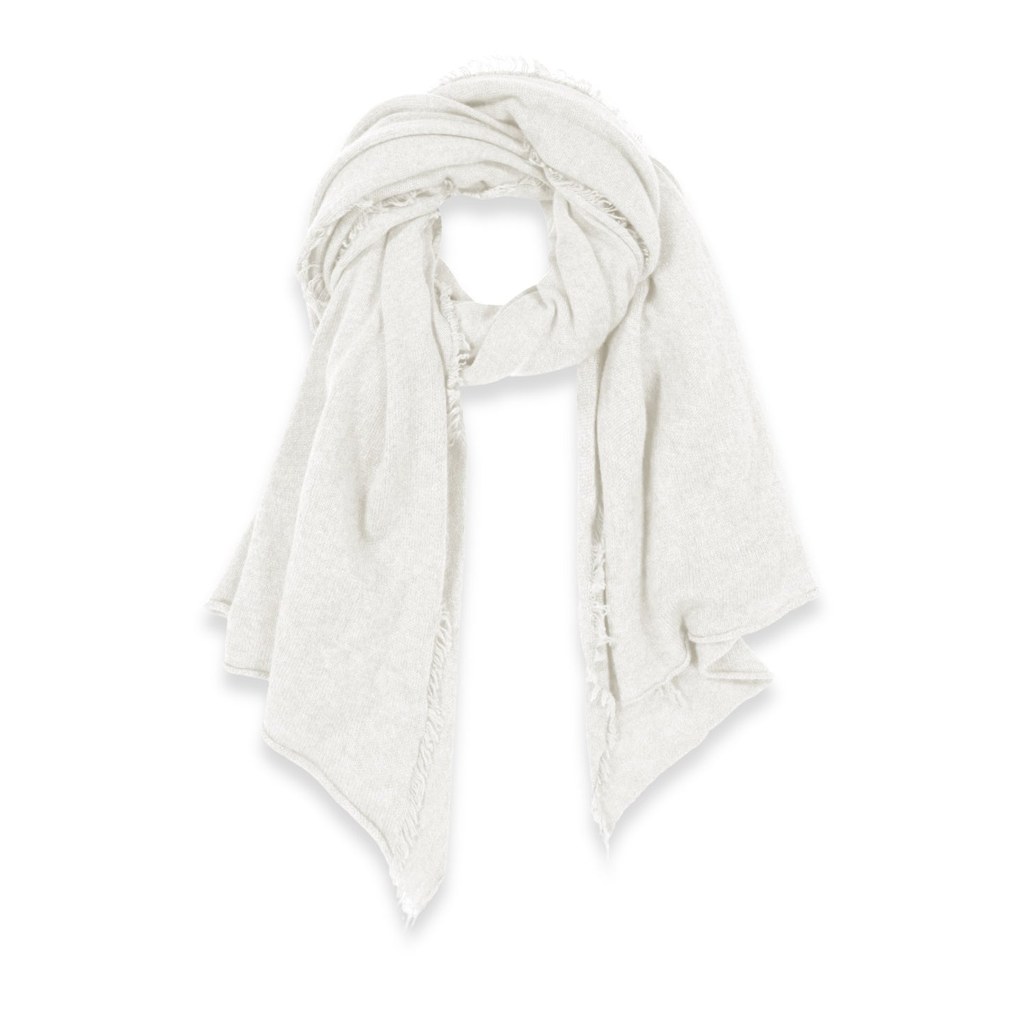 Women's Cashmere Fringe Stole in White Undyed