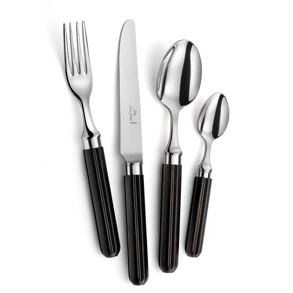Alain Saint-Joanis Amboise Silverplate Flatware Collection with Ebony Handles