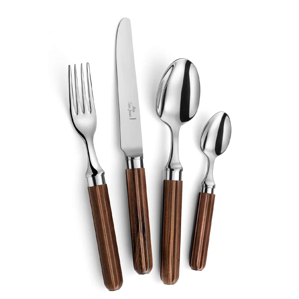 Alain Saint-Joanis Amboise Silverplate Flatware Collection with Rosewood Handles