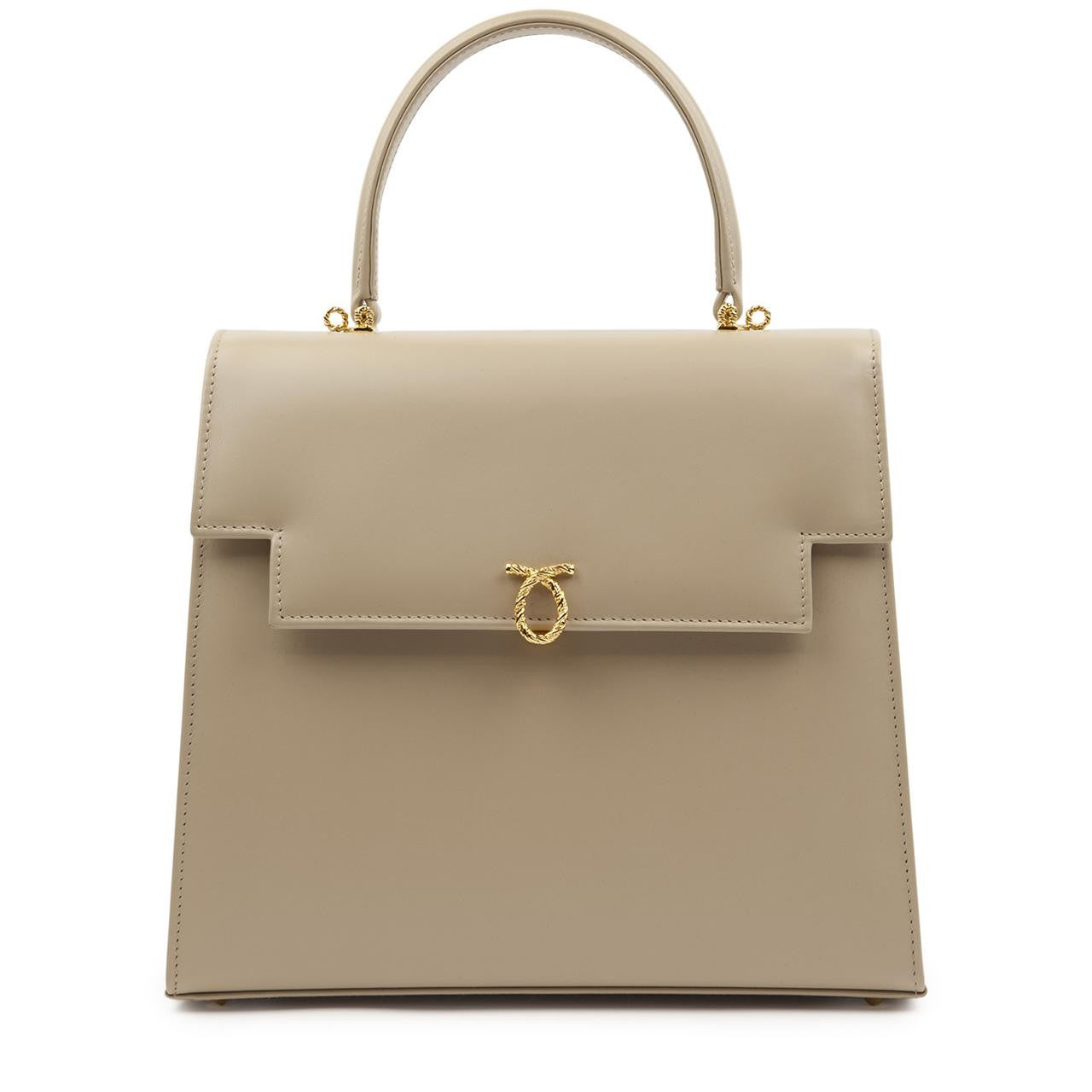 Launer London Juliet Handbag in Bone with Chocolate Interior The Lanam Shop