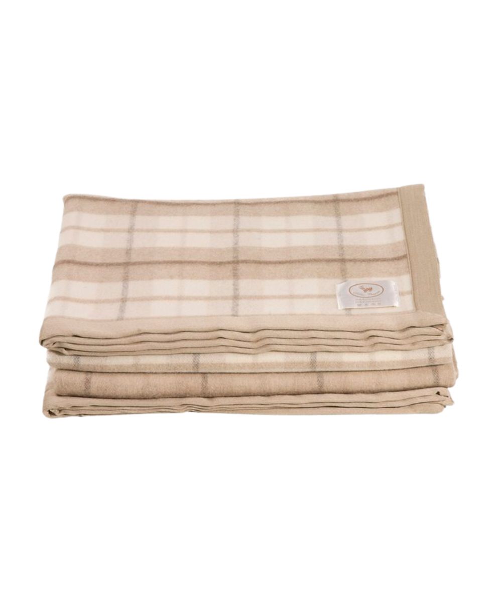 Plaid Cashmere and Wool Blend Bed Blanket