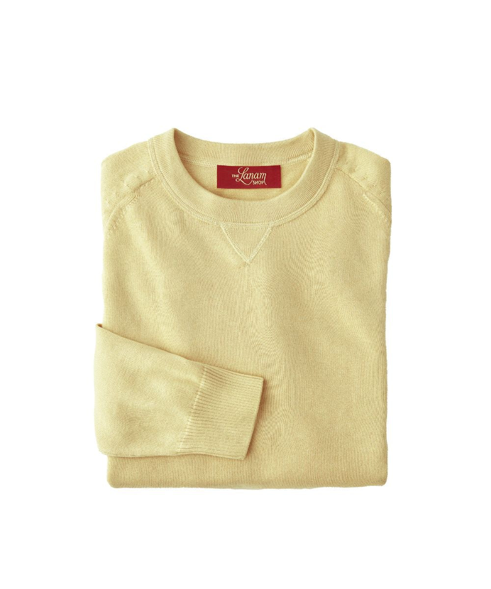 Pima Cotton Raglan Sleeve Crew Neck Sweater