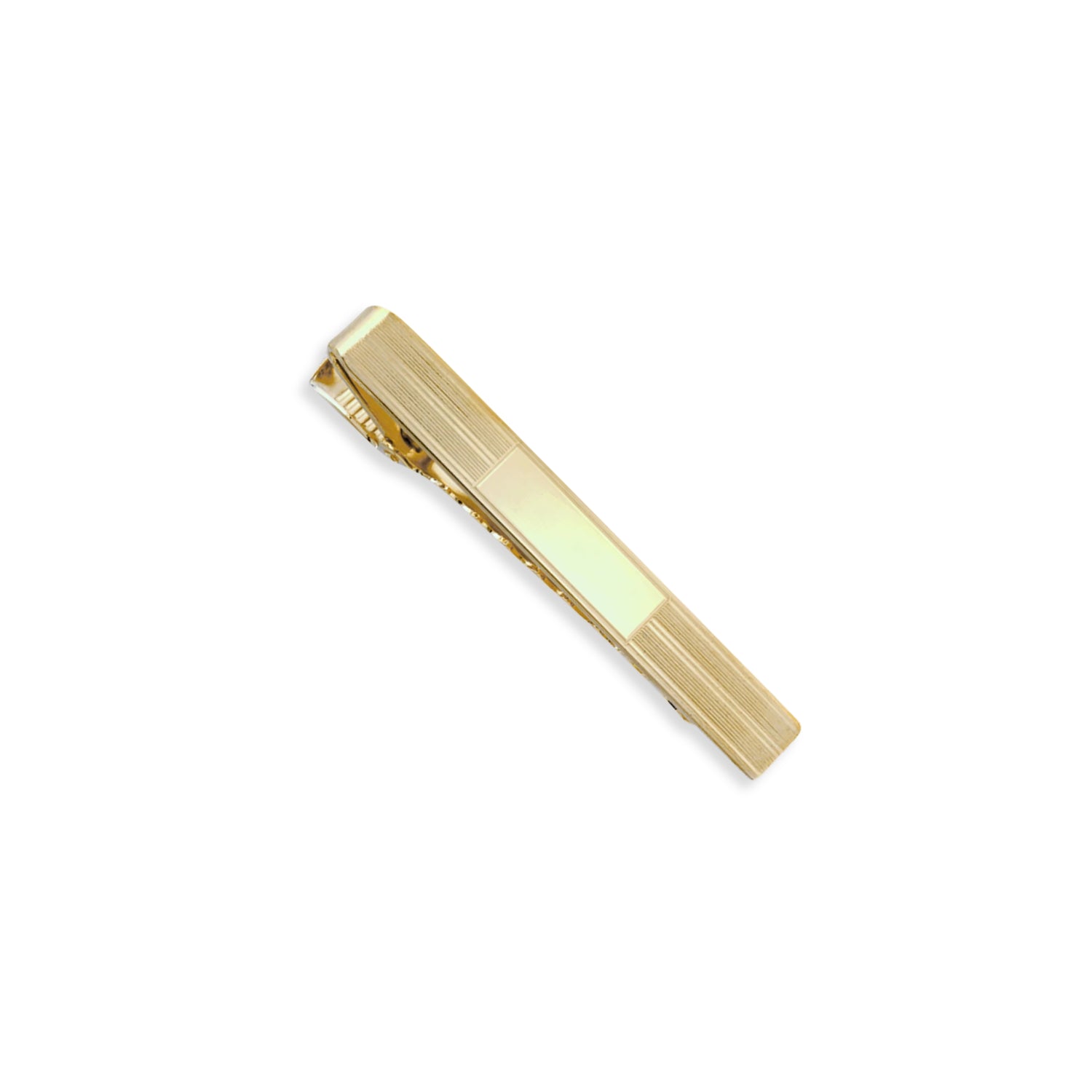 14K Gold Engine Turned Tie Bar