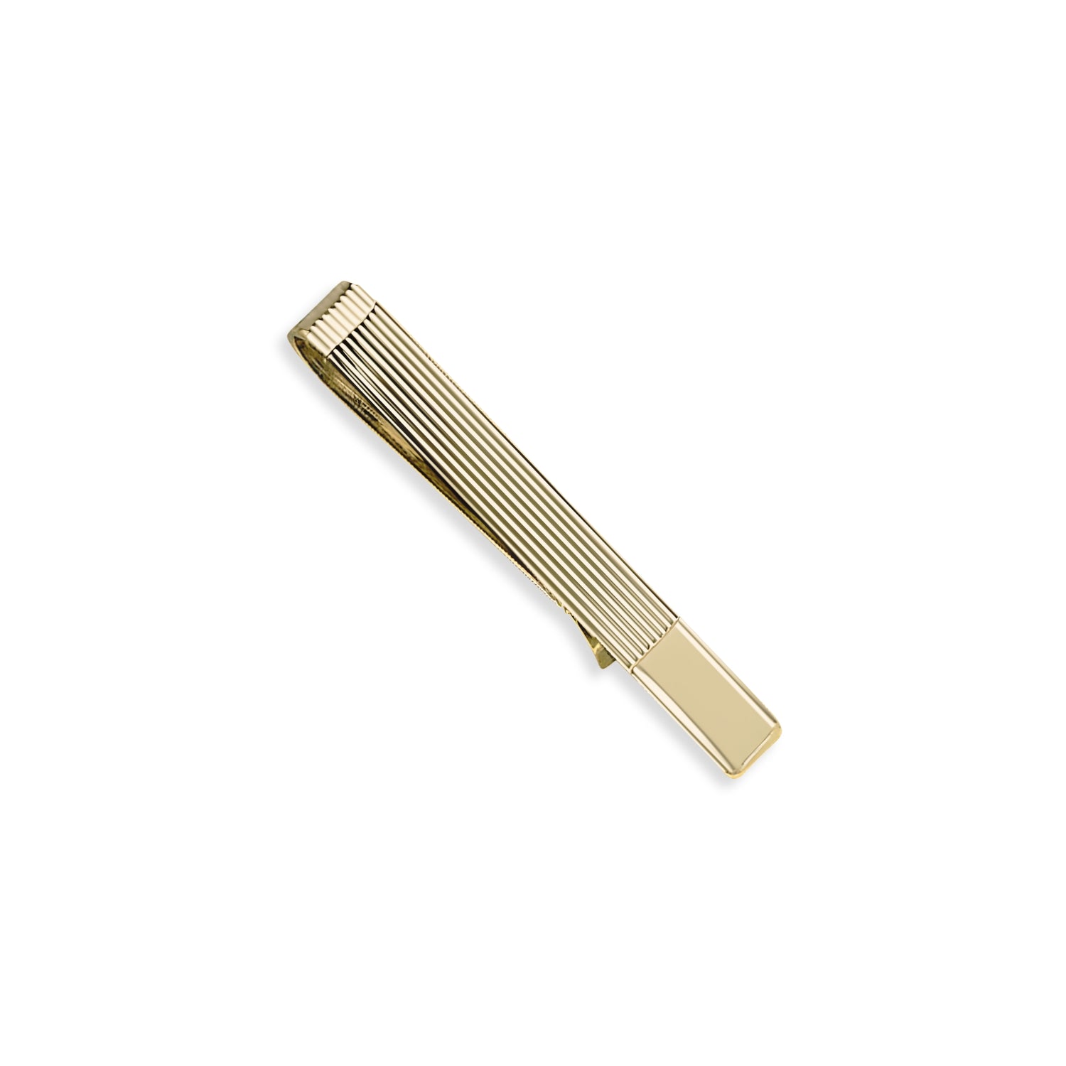 14K Gold Grooved Tie Slide