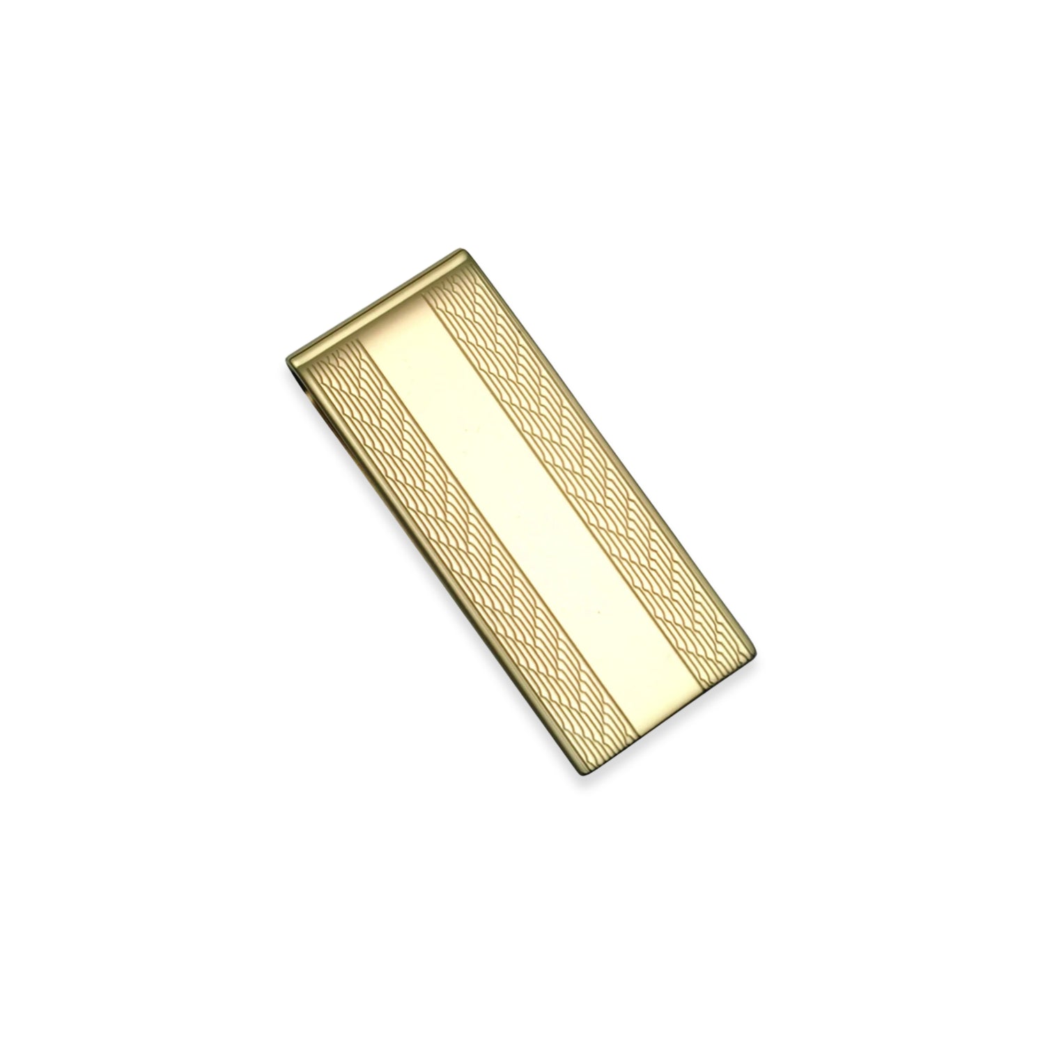 14K Gold Money Clip with Chevron Design