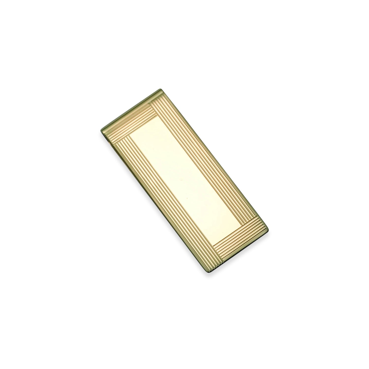 14K Gold Money Clip with Multi-Line Engine Turned Edge Design