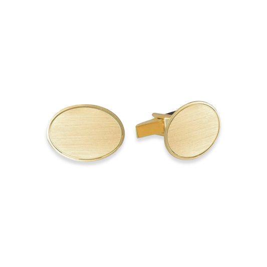 14K Gold Oval Cufflinks with Channel Frame