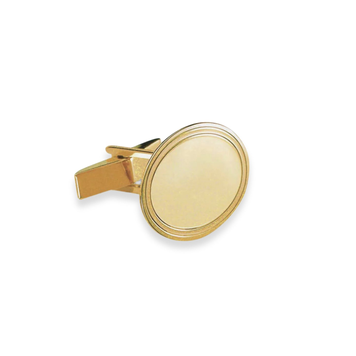 14K Gold Oval Cufflinks with Engine Turned Edge