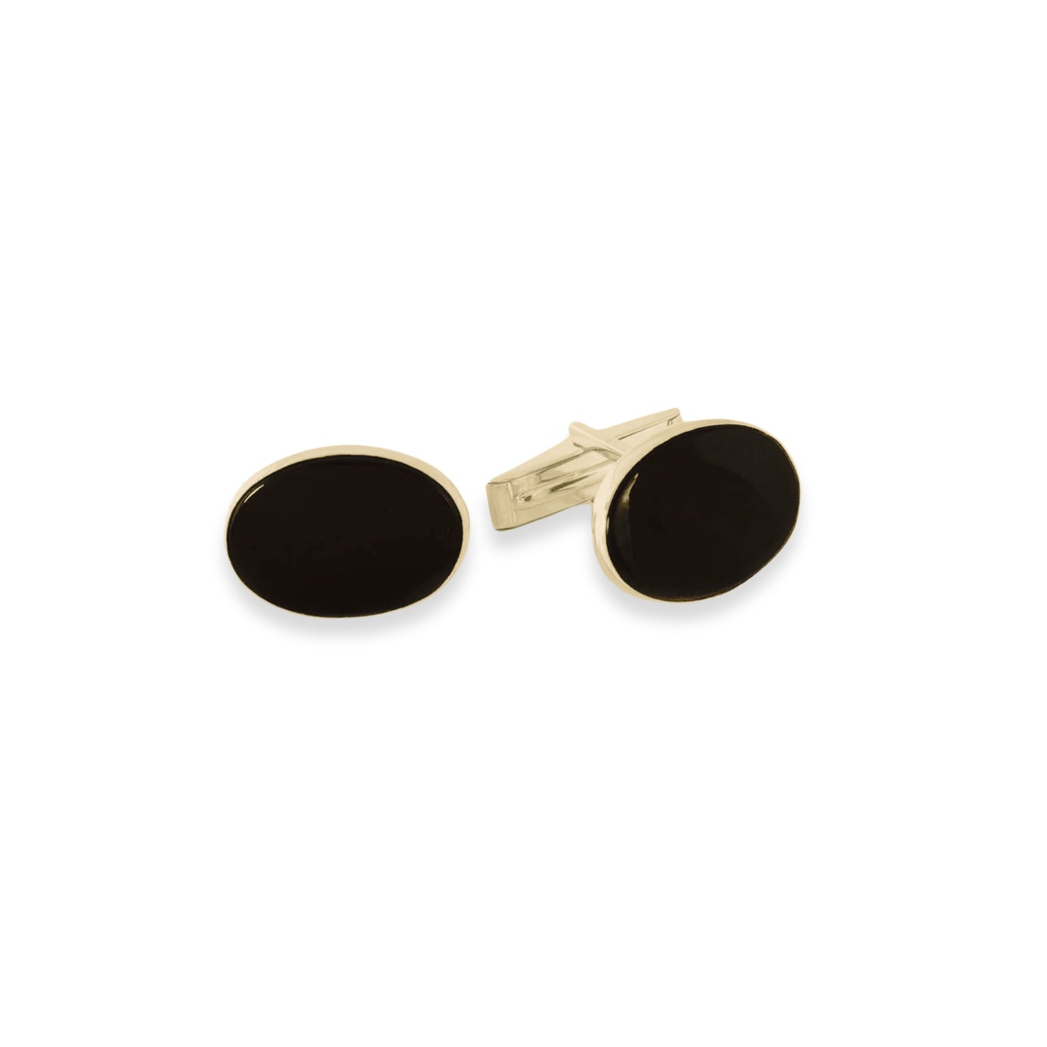 14K Gold Oval Onyx Cufflinks