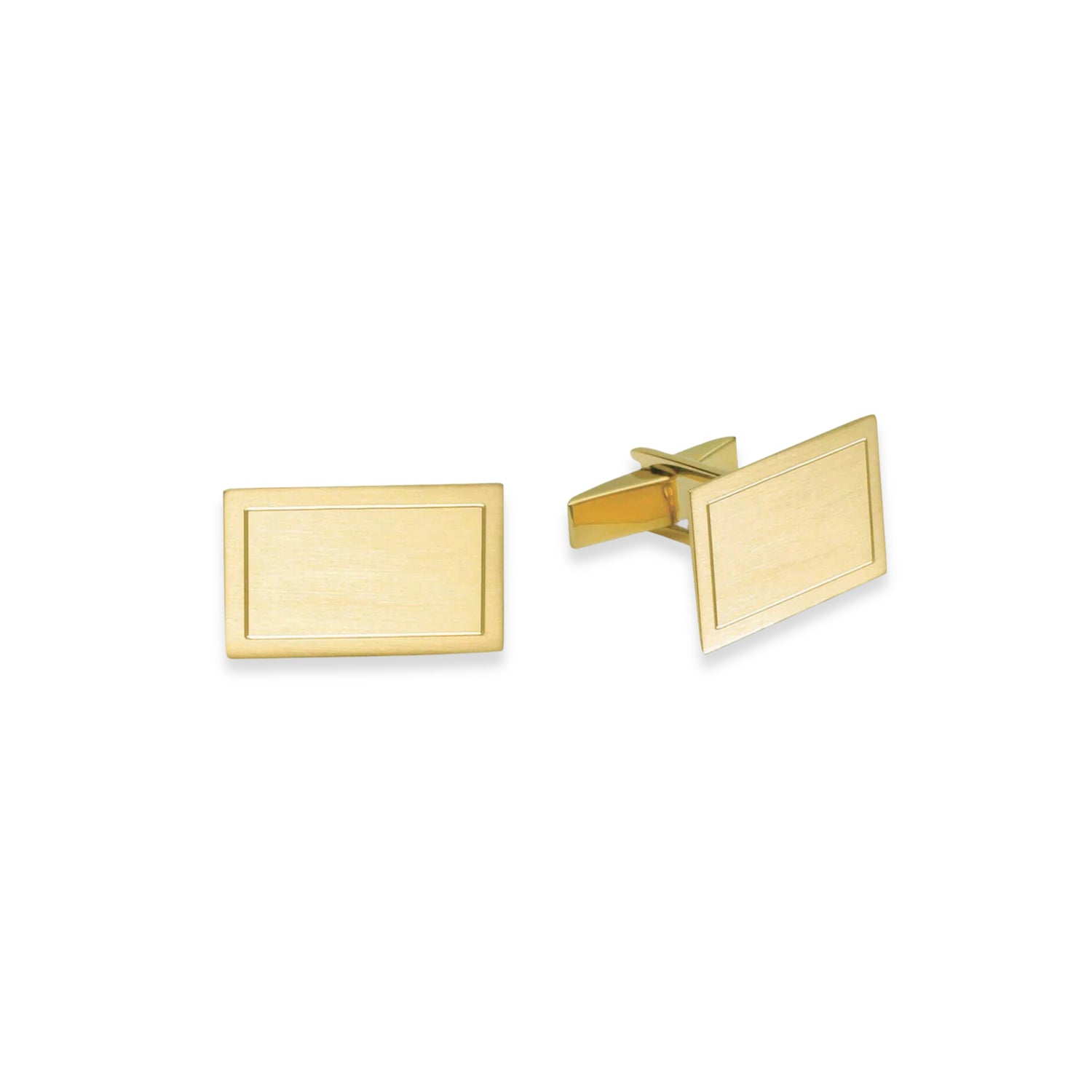 14K Gold Rectangular Cufflinks with Channel Frame