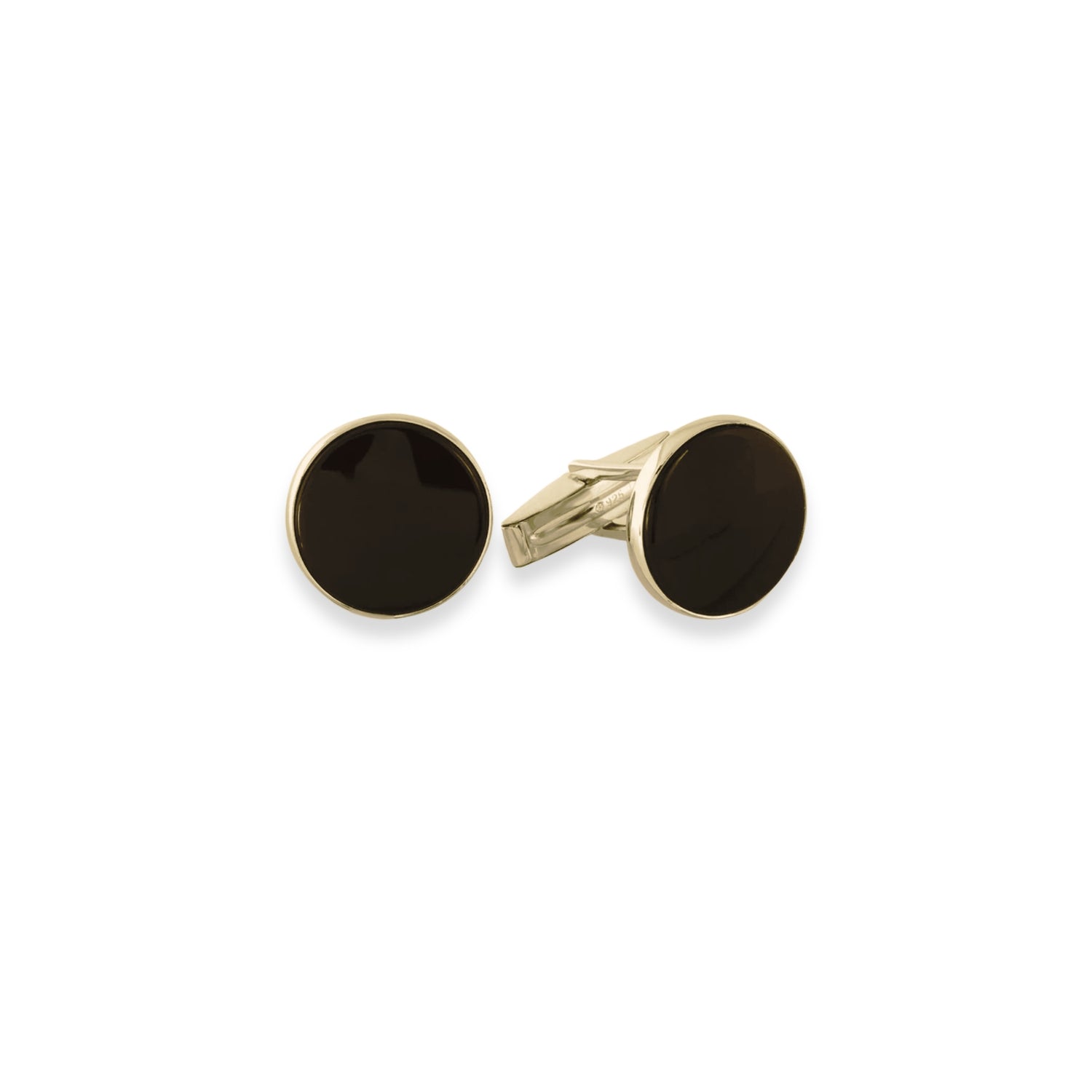 14K Gold Round Onyx Cufflinks