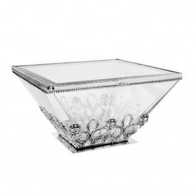 Square Box With Ornate Silverplate Trim