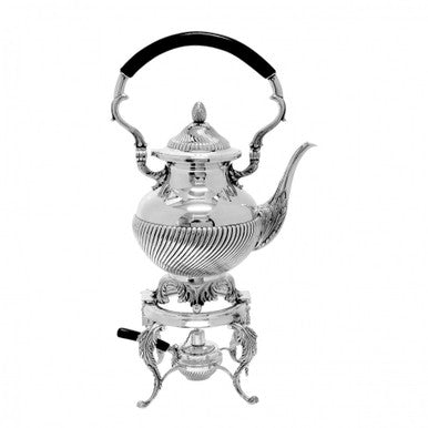 Swirl Sterling Silver Kettle and Burner Stand