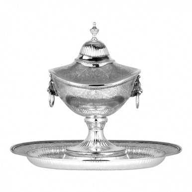 Etched Sterling Silver Tureen