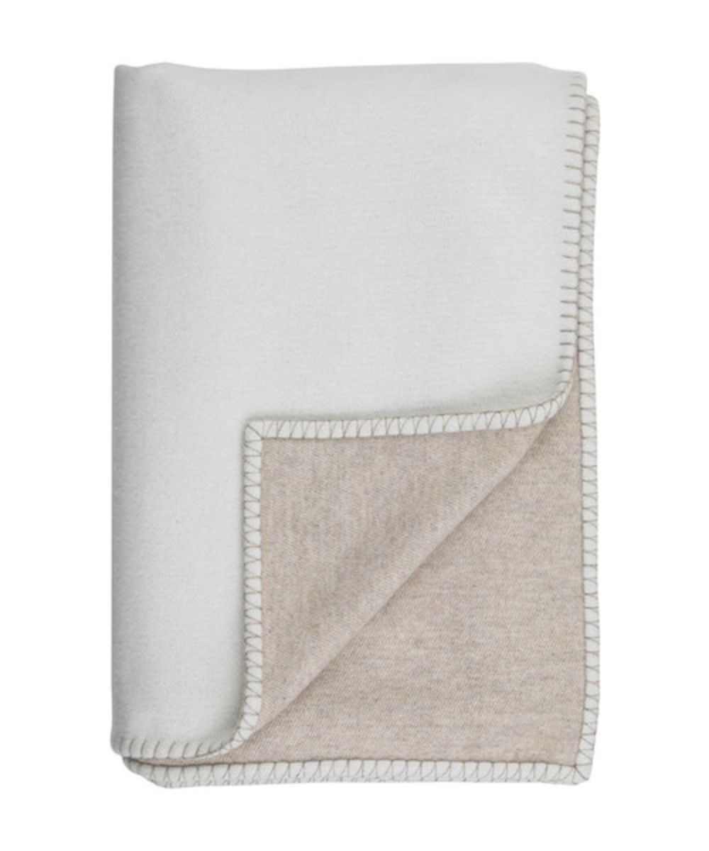 Johnstons Merino and Cashmere Reversible Blanket Stitched Bed Throw