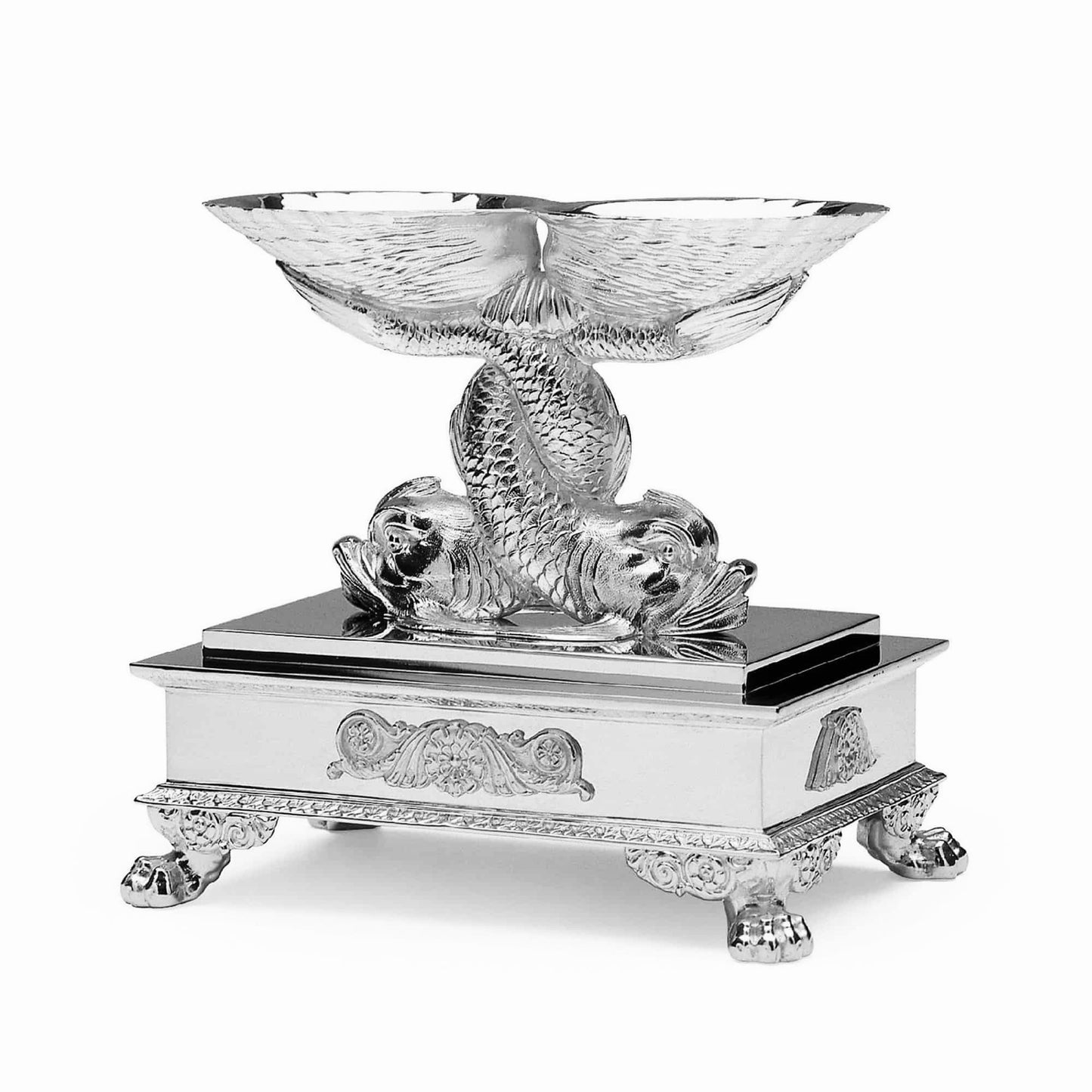 Dolphins Sterling Silver Double Salt Cellar