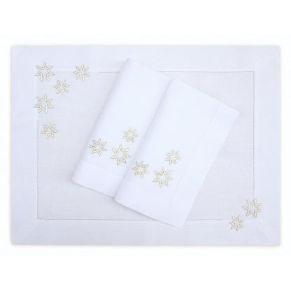 Light Gold Star Hand Embroidered Table Linens Collection