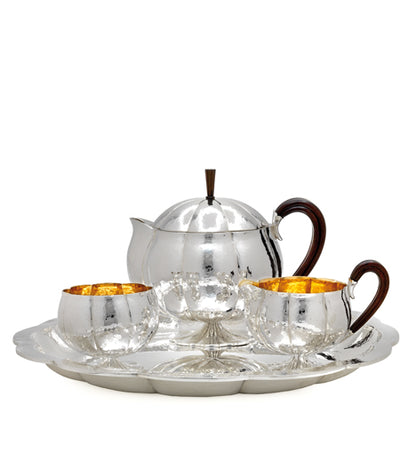 Pumpkin Tea Service by Otto Prutscher in Sterling Silver