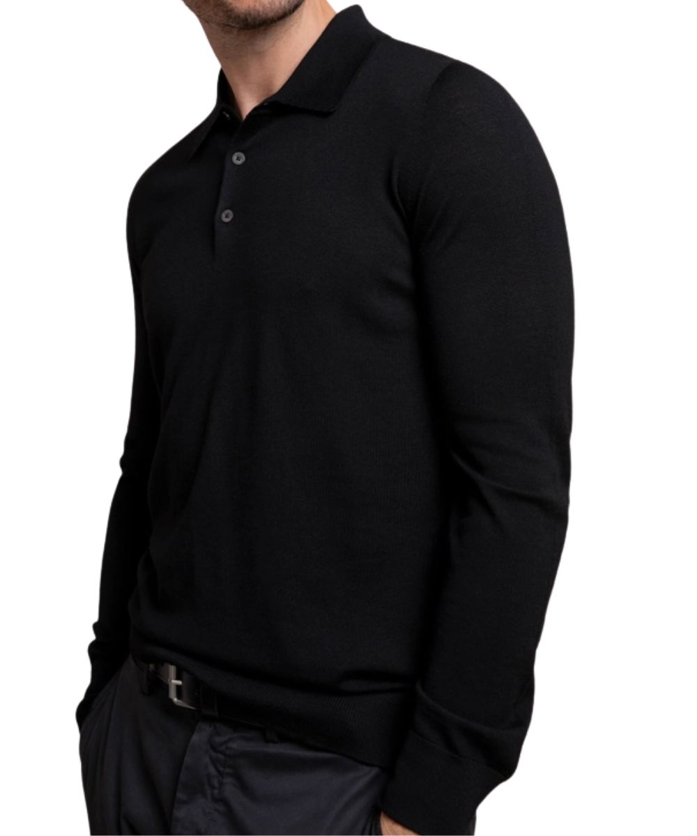 Johnstons Superfine Merino Wool Polo Sweater