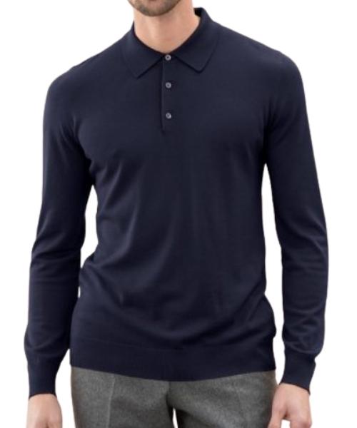 Johnstons Superfine Merino Wool Polo Sweater